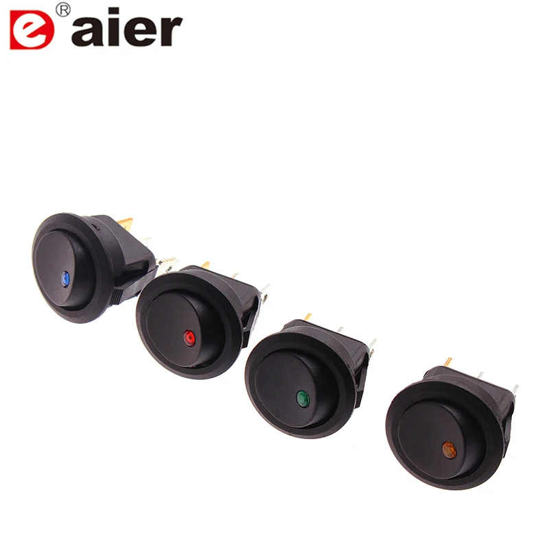 

12V LED Dot light Car Switch Round Rocker Auto Boat Switch ON OFF 3 Pin SPST 10A 125VAC 6A 250VAC Single Pole