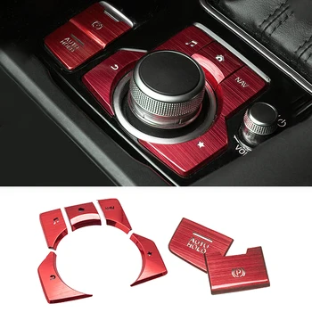 

1set Key Decorations Center Console Gear Button Frame Cover Inner Red Aluminum Alloy Decorations For Mazda CX3 CX-4 CX-5 2019