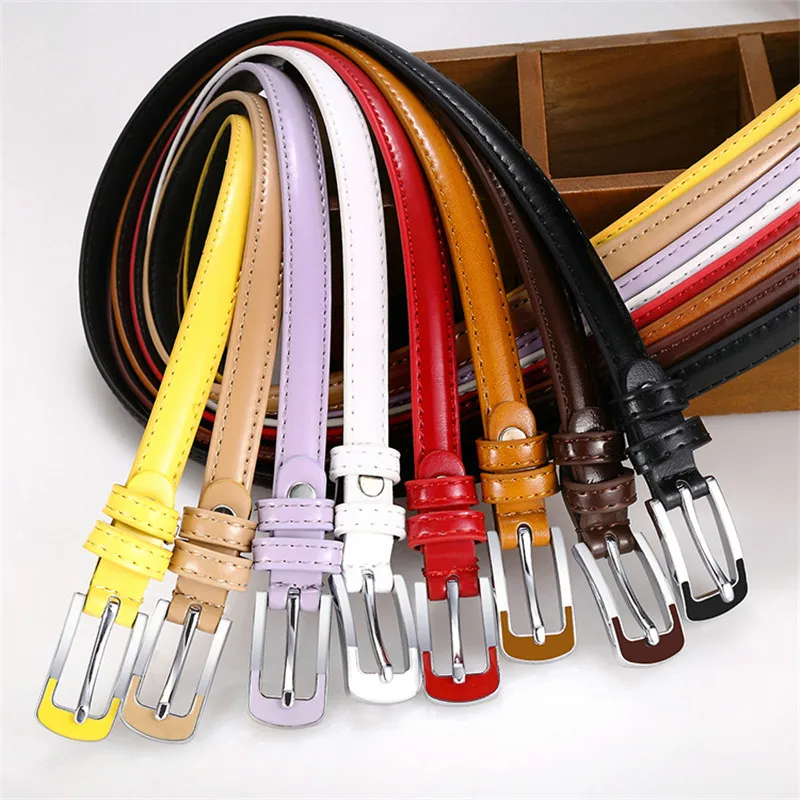 

top Womens Casual PU Leather Belt Candy Colors Skinny Thin Buckle Waist Belt for Girl Student Belts Women Dress Decoration