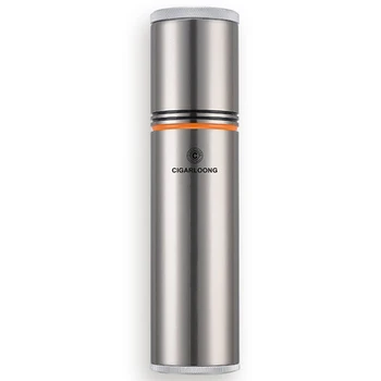 

COHIBA Silver Aluminium Alloy Cigar Jar Tube Humidor W/ Humidifier Hygrometer