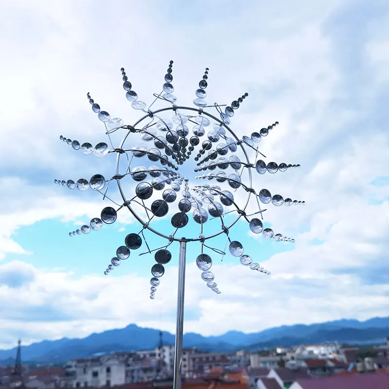 Unique Metal Windmill Wind Catchers Metal Outdoor Patio Decoration Magical 3D Wind Spinners Windmills Wind Spinner for Yard and Garden 