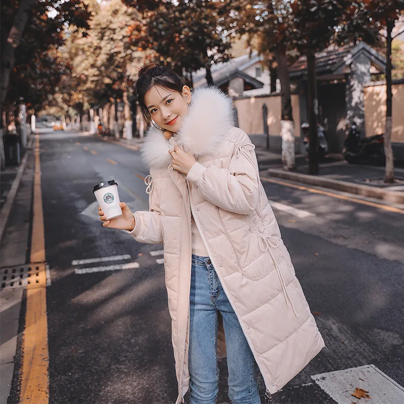 

Large Fur Collar Hot Sales Cotton Coat Women's Mid-length Thick Cotton-padded Jacket Women's 2019 New Style Korean-style Loose-F