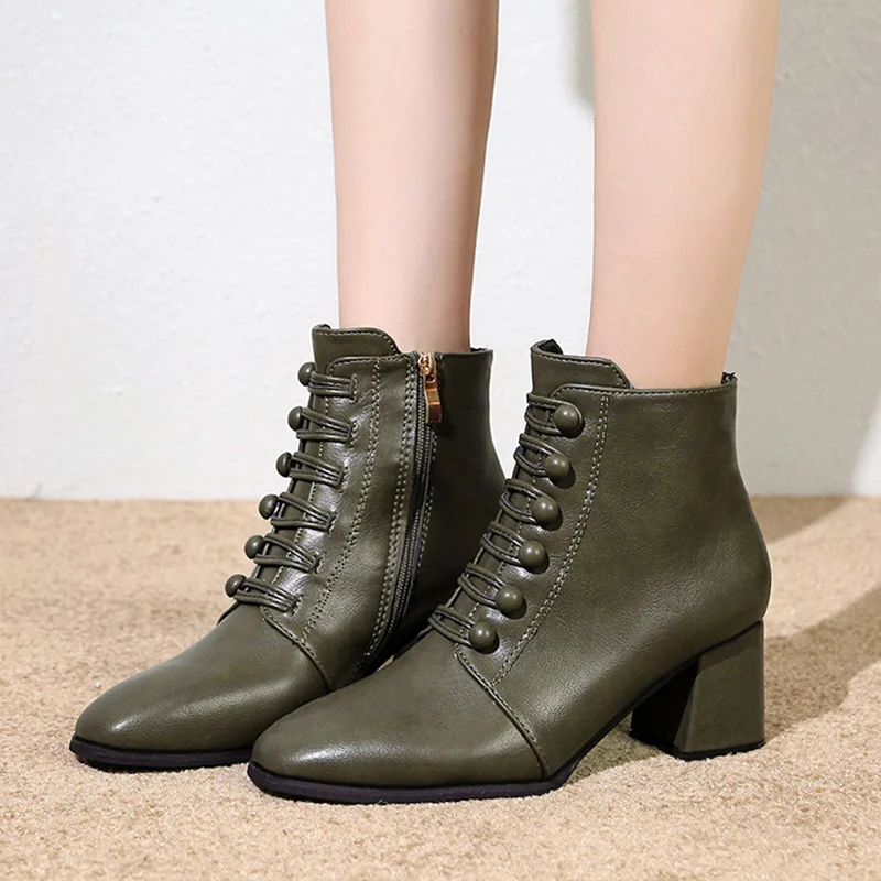 Lucyever/осенне-зимние теплые женские ботильоны из искусственной кожи на высоком