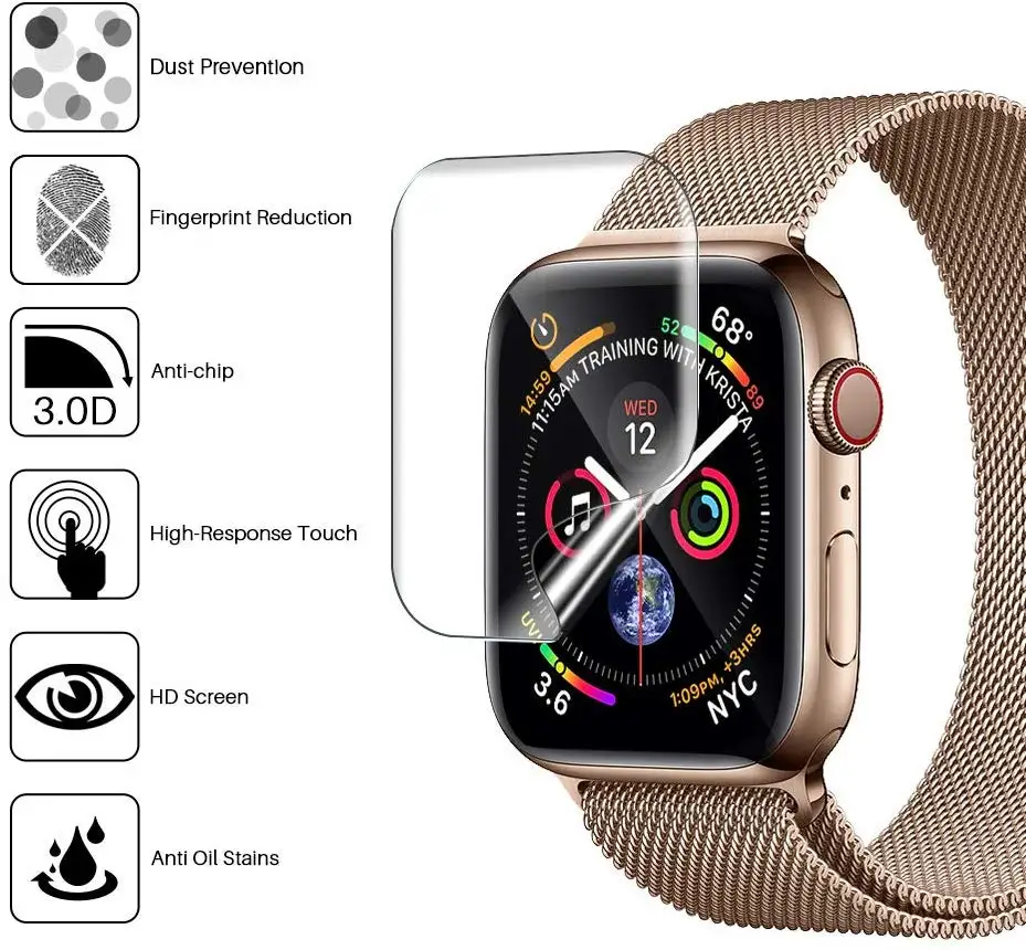 Мягкая Гидрогелевая защитная пленка на весь экран для Apple Watch 38 мм 42 мм серия 3 2 1 для iWatch 40 мм 44 мм серия 4 5 TPU HD прозрачная пленка