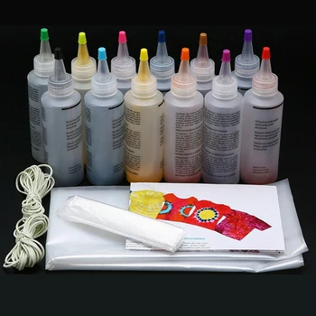 

12pcs Dye Set Tablecloth Fabric Permanent Paint Art Supplies Home Disposable Gloves Rubber Bands Non Toxic Tie Dye Kit Graffiti