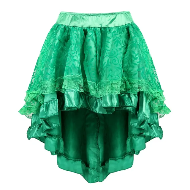 Women Sexy Mini Tutu Skirt Multilayer Mesh/Tulle/Lace/Floral Decoration Mini Pleated Skirts Fashion Dance Skirt Plus Size S-6XL 7056green