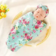 2 шт./компл. Новорожденный ребенок подарки бант повязка на голову с принтом Одеяло младенцев завернутый Полотенца оголовье, набор D08C