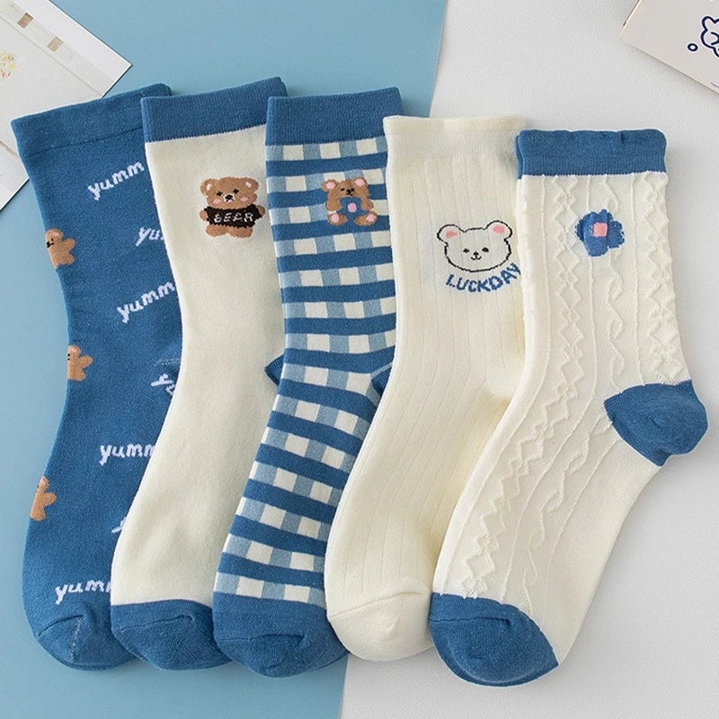 

Cartoon Bear Socks Women Breathable Cotton Socks Harajuku Cute Animals Gils Short Socks Harajuku Soks Kawaii Calcetines Anime