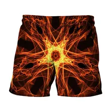 New summer men's shorts lightning pattern 3D printing fashion men's beach party quick-drying swimming shorts casual street style