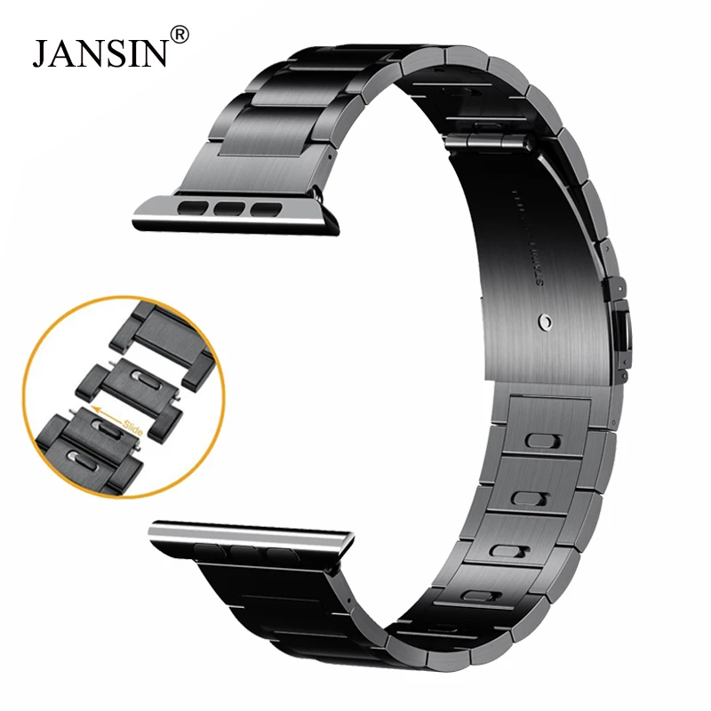 Ремешок JANSIN для apple watch series 6 SE 5 4 3 link Браслет ремешок iWatch 38 мм 42 40 44 регулируемый