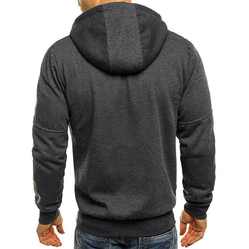 Men 2021 Autumn Long Sleeve Hoodie Fleece Hooded Jacket Coat Sweatshirt Solid Outwear Slim Fit Male Oversize Sport Clothes
