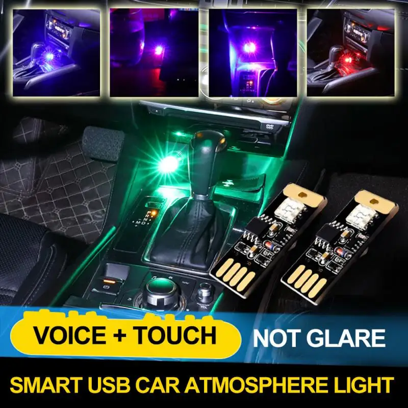 

Colorful Car LED Atmosphere Light USB Intelligent Sound Control Sensor Foot Light Ambient Lamp Automotive Interior Decorative