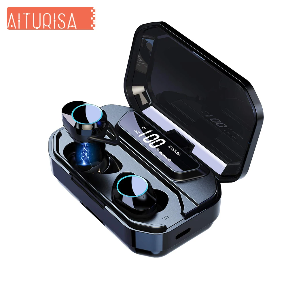

TWS Bluetooth 5.0 6D Stereo Earphone Wireless Earphones IPX6 Waterproof 3300mAh Digital display Power Bank Box For Ios Android