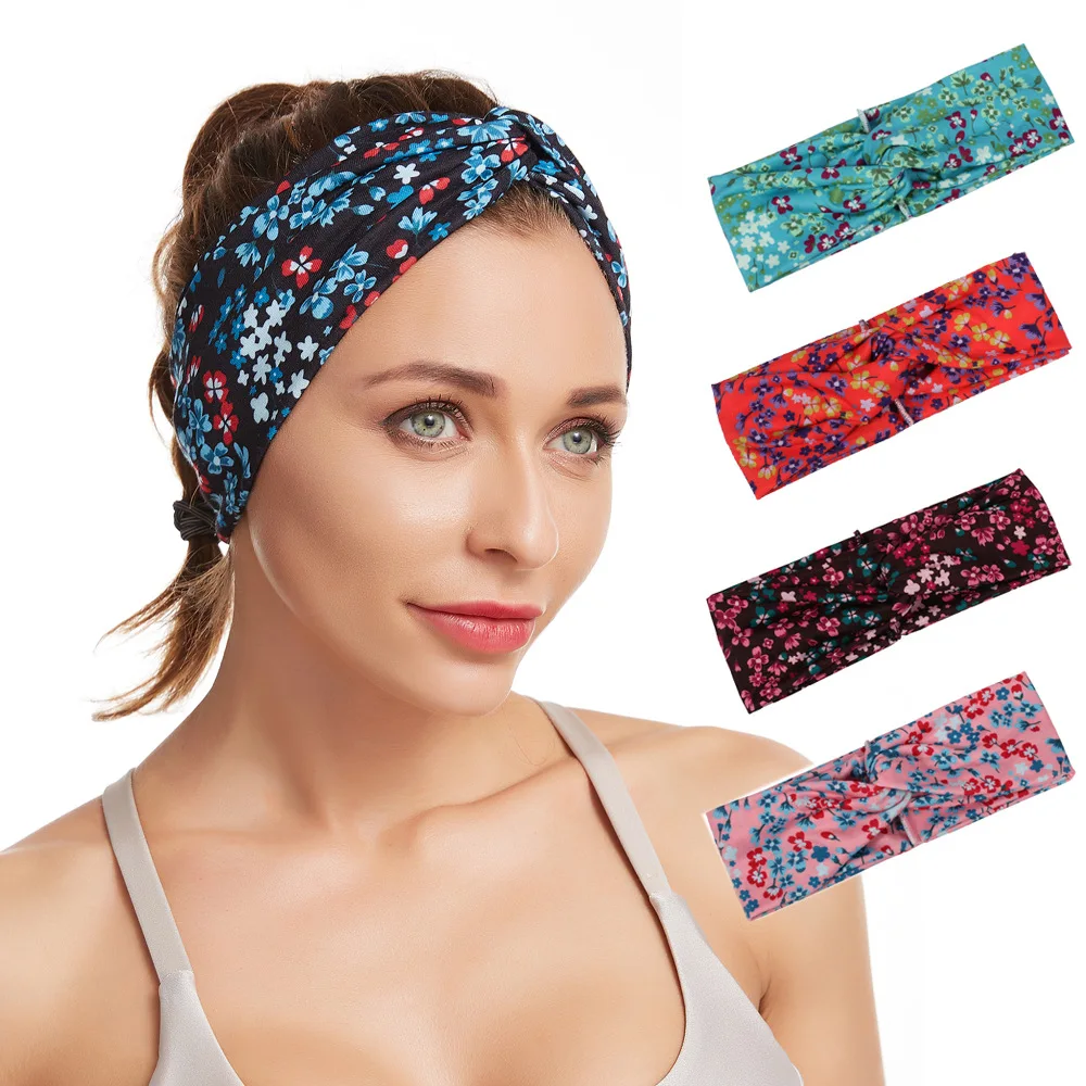 Bohemia Print Flower Knot Women Headband Cotton Turban Elastic Hairband Girls Headwear Lady Elegant Hair Accessories Head Wrap