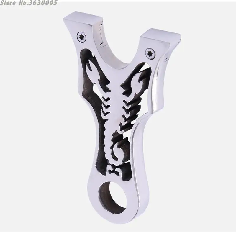 

New Stainless Steel Hunting Slingshot with Flat Rubber Band Process Cutting Scorpion Slingshot for Outdoor Archery Hunting