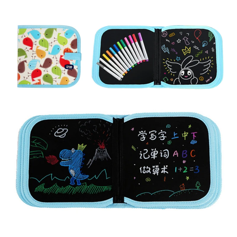 

Kids Portable Soft Chalk Board Drawing Book Drawing Board With Water Chalk Life Coloring Book DIY Blackboard Painting