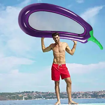 

Inflatable Mattress Summer Beach Pool Inflatable Swim Lounge Chair Giant Eggplant Shape Water Toy Smooth Air Mattresses
