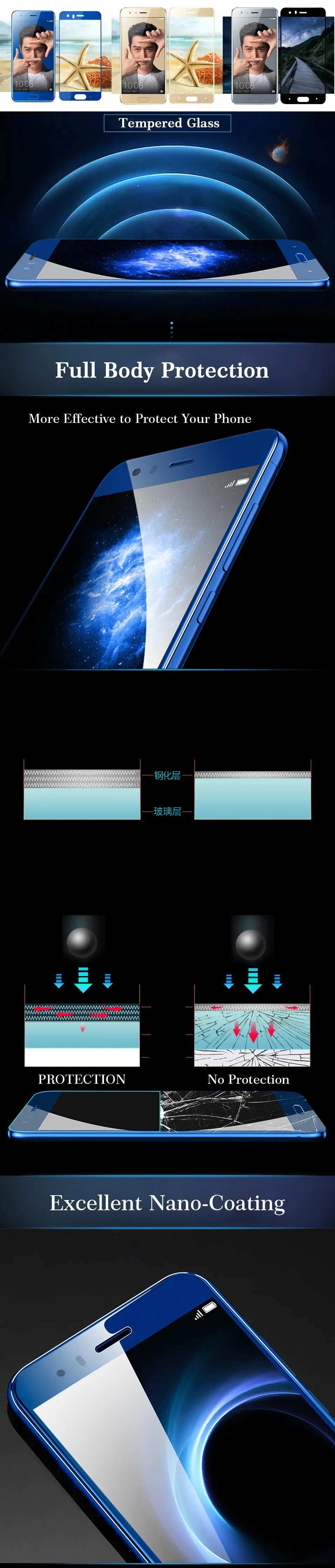 For Huawei Honor 9 8 lite Screen Protector Clear Full Coverage Tempered Glass for Huawei Honor 8 8Lite 9 Protective Glass Cover (6)