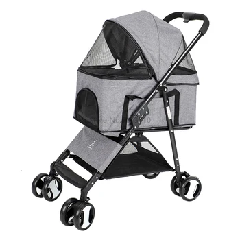 

Small and Medium-sized Light Pet Cart Can Fold Four-wheeled Cat Dog General Purpose Supplies Go Out Stroller