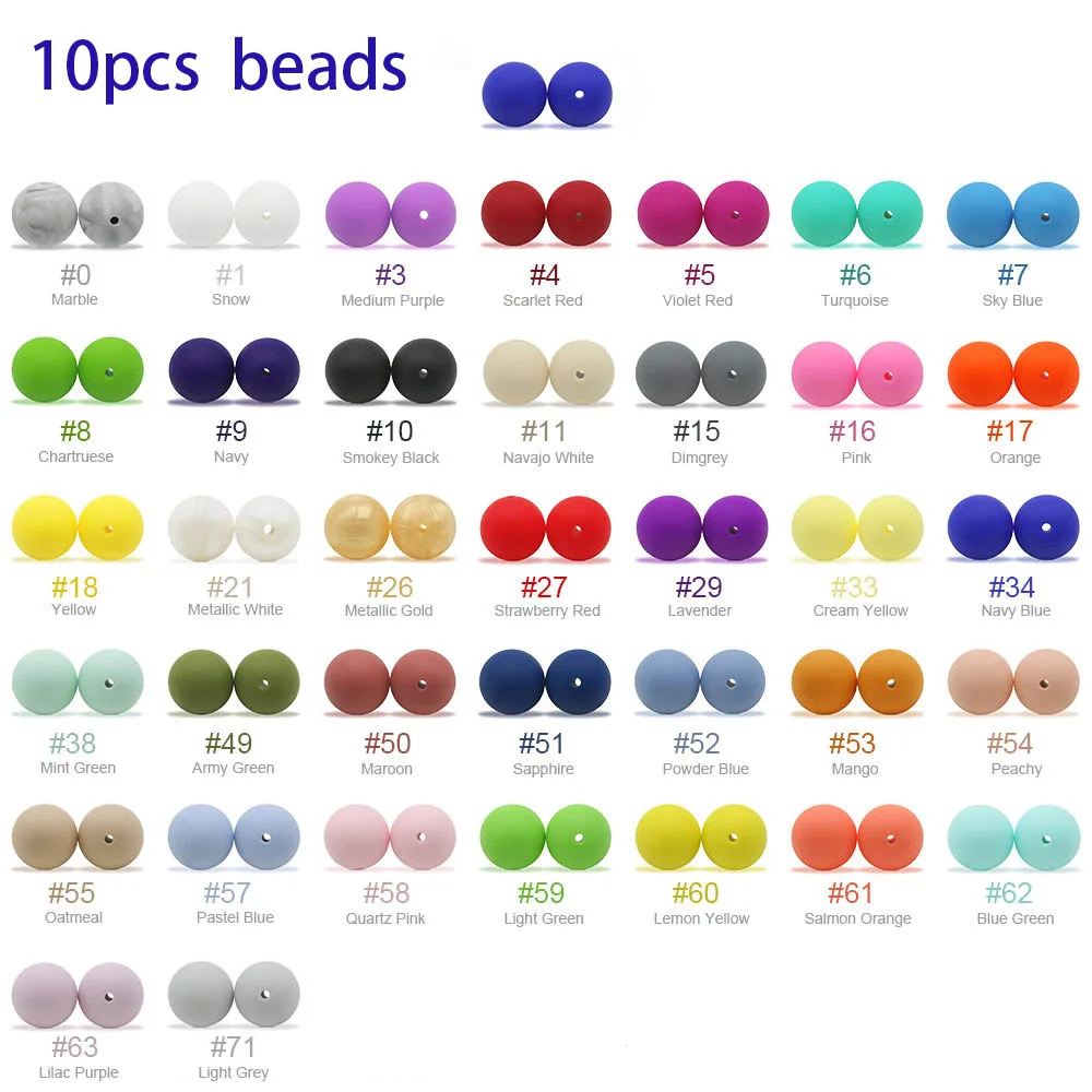 Cute-Idea 10pcs Baby Silicone Round Beads 9/12/15mm Food Grade Chewable Pearl Beads DIY Teething Pacifier Chain Toys Baby Goods