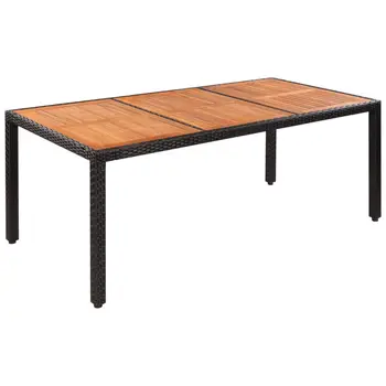 

vidaXL Garden Table 190x90x75 cm Poly Rattan and Solid Acacia Wood