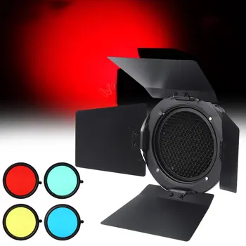 

10x10cm Black Universal Mount Shooting Four Leaf Light Barrier with Cellular 4 Colour Filter for Photography Lamp