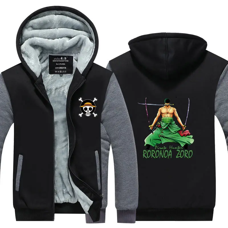 Black and Grey 3 Аниме one piece Ace Law Луффи Зоро Толстовка Спортивная толстовка с капюшоном зимняя молния унисекс пальто куртка Косплей Костюм - Цвет: Black and Grey 3