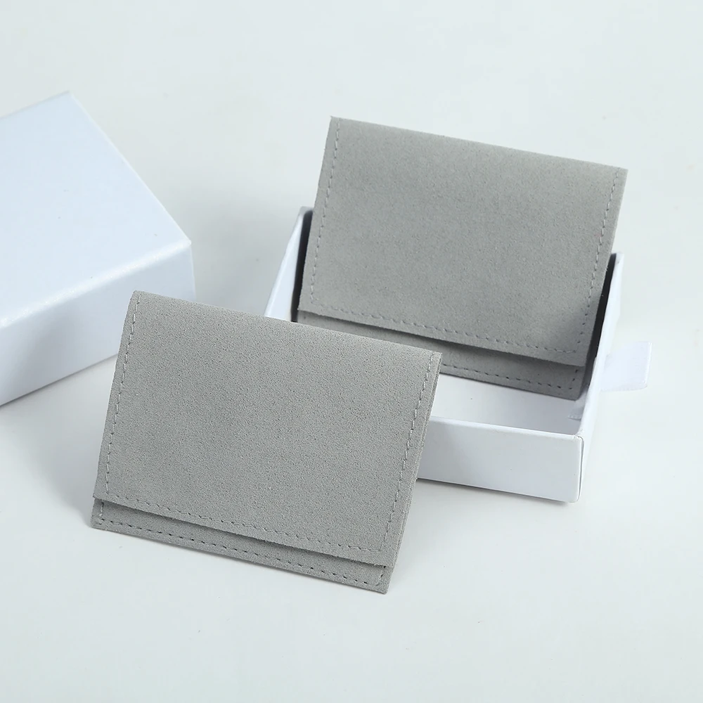 20 Grey Microfiber Jewelry Pouch Suede Velvet Small Envelope Bag Jewelry Packaging Pouches Bulk