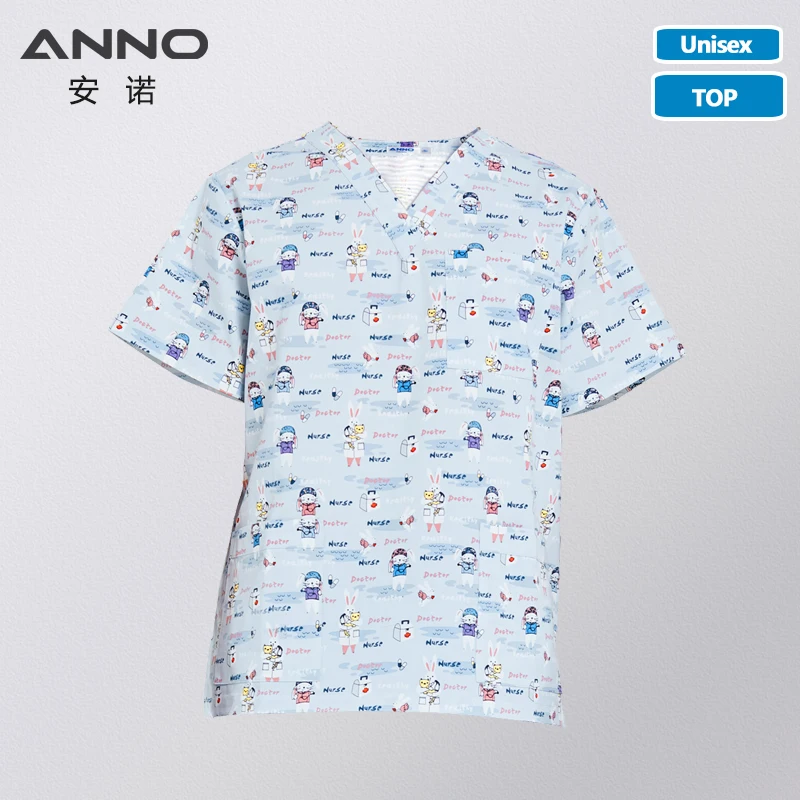 Medical Scrubs Hospital Staff Scrubs Top Medical Sanitary Nursing Uniform Dental Clinic Print Beauty Caregiver Coveralls