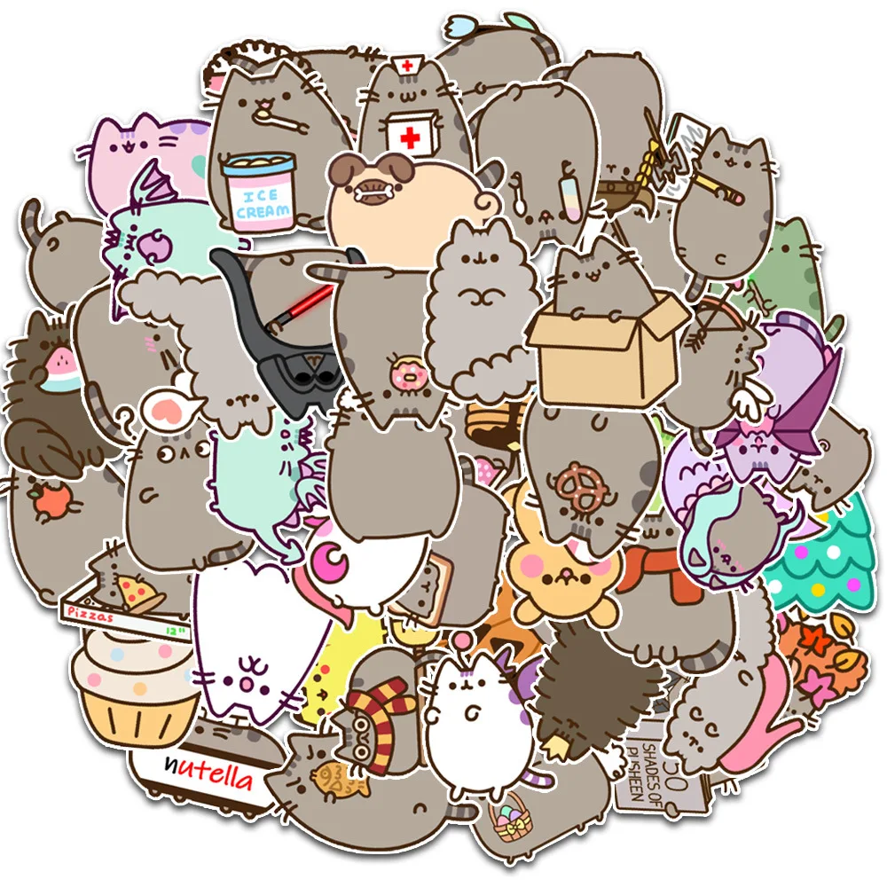 10/30/50pcs Kawaii Chunky Cat Stickers Cute Decorative Stationery Scrapbook Notebook Phone Diary DIY Waterproof Kids Sticker Toy