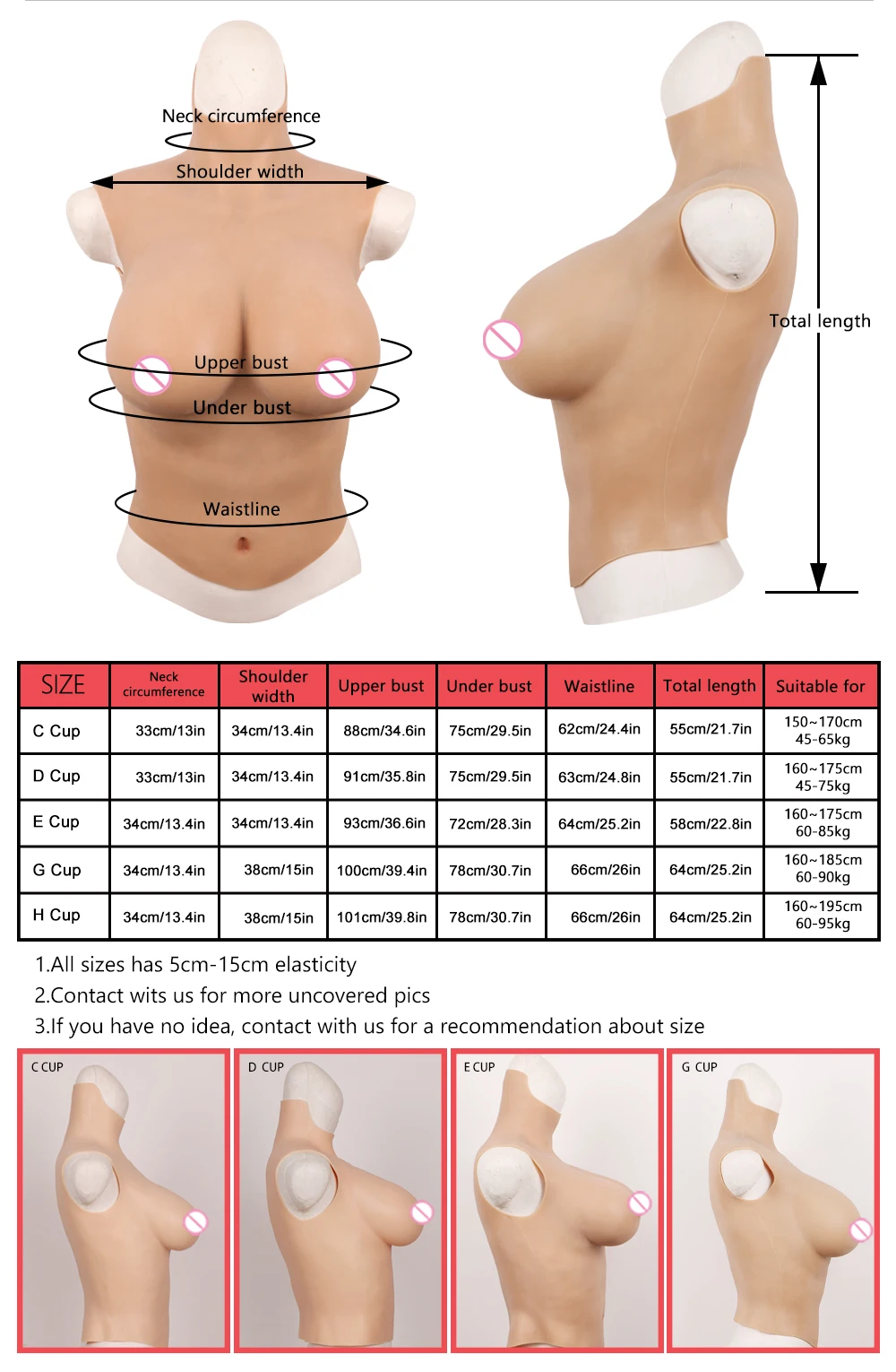 Silicone Breast Forms For Crossdresser H Cup Fake Boobs For Transgender Fake Breast Forms With Realistic Nipples Christmas Sale (4)