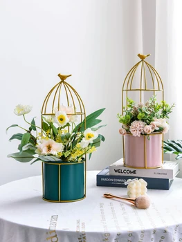 

Nordic Ins Iron Birdcage Flower Holder Home Decoration Desktop Flower Vase Decoration Artificial Floral Set Balcony Flower Stand