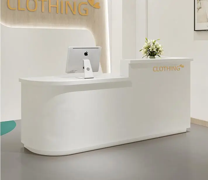 Curved clothing milk tea women's clothing store bar counter cashier beauty salon small reception desk reception counter