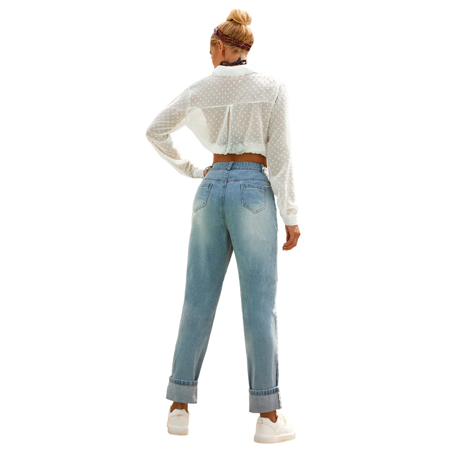 Old Mill White High Waist Denim Pants 