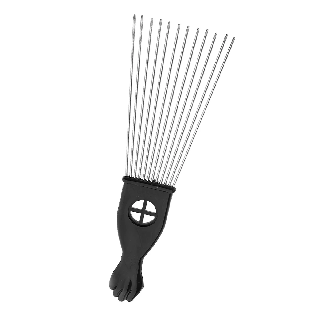 Hair Pik Comb Brush Pro Metal Afro Comb Stainless Steel Hair Styling Comb Professional Hairdressing Brush Barbers