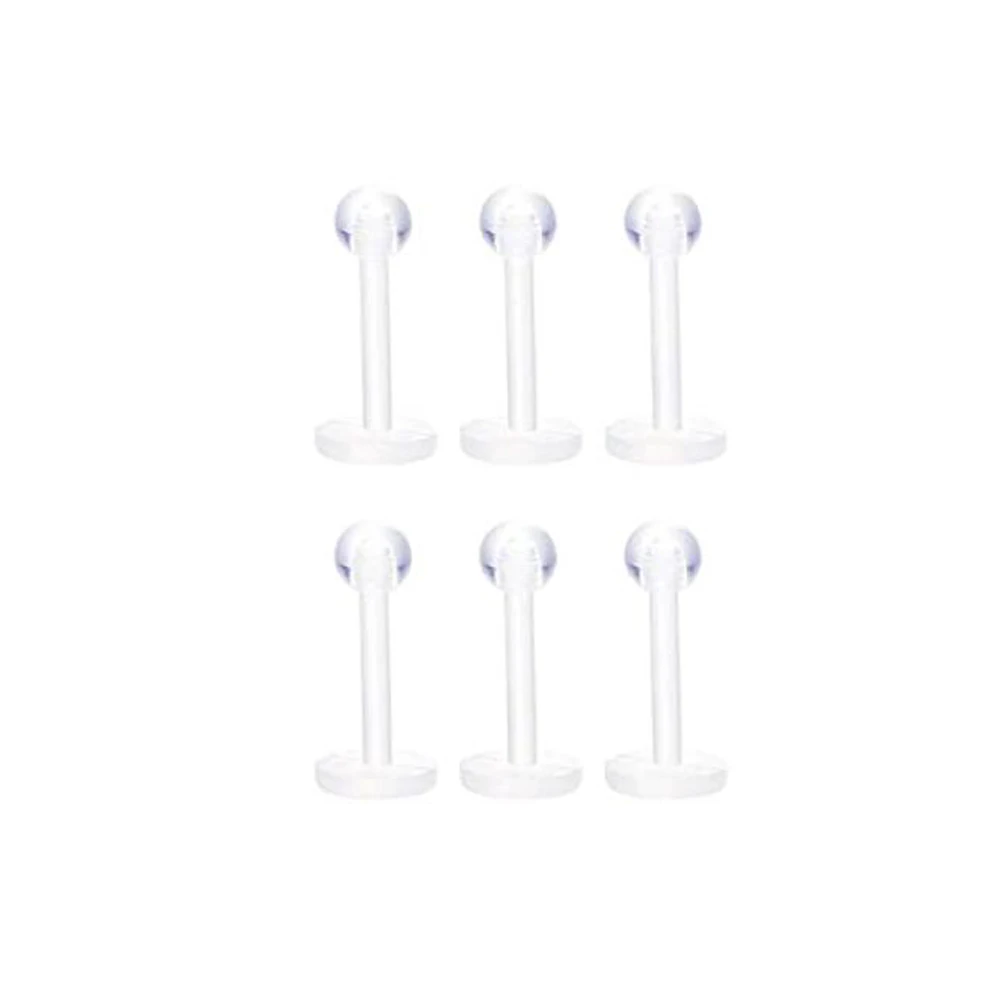 Wholesales 100pcs Piercing Tongue Barbell Ladies Simple Nose Ring Retainer Stud Clear Transparent For Women Body Jewelry Bioflex