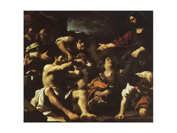 

Handmade Art Paintings by College Teachers - Raising Lazarus Baroque Guercino - Oil Painting on Canvas