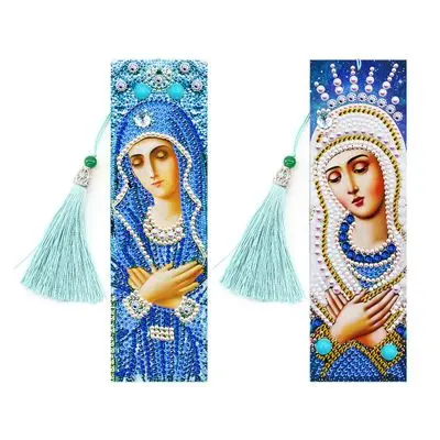 Diamond Painting DIY 5D Bookmarks PU Diamond Mosaic Embroidery Cross Stitch kit Gift 2pcs set