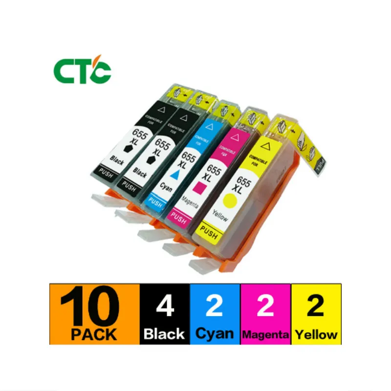 10x Compital10PCS для 655 чернильный картридж с чернилами hp deskjet 3525 4615 4625 5525 6520 6525 струйный принтер картридж