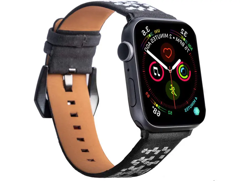 Вышитые кожаный ремешок для наручных часов Apple watch series 5/4/3/2/1 наручных часов Apple watch 38 мм 40 мм 42 44 мм наручных часов iwatch, браслет, аксессуары