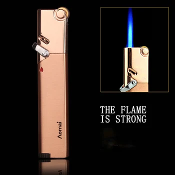 

Turbo Metal Lighter Ultra-thin Lighter Butane Torch Windproof Lighter Lgniter Cigar Tube Kitchen Lighter Outdoor Turbo Lighter