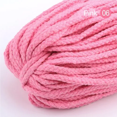 5M Dark pink 5 м/лот, 5 мм, толстый цветной декоративный витой шнур, чистый белый, красный, розовый, зеленый, черный, вязаный шнур, Котон, декоративная веревка - Цвет: 5M Dark pink