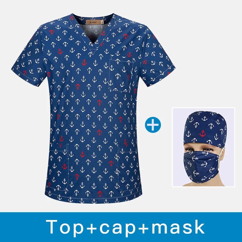 VIAOLI Больничная медицинская одежда, спа-униформа, наборы для салона красоты, стоматологическая клиника, униформа медсестры, модные тонкие хирургические Топы - Цвет: top cap mask