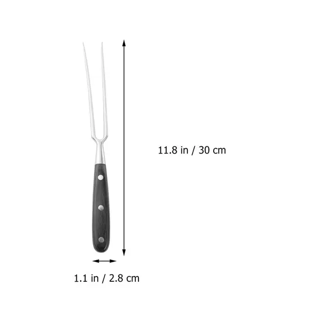 Rozsdamentes Acél Grillező Sült Pálca 2-Prong Hús Grillezés Villa Bbq Szerszámok Fa Fogantyúval Kemping Piknikhez - Image 6