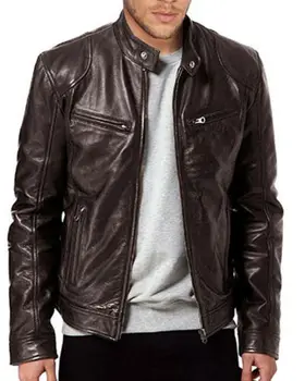 

Men Genuine Lambskin Leather Jacket BLACK & BROWN 2019 New Fashion Man Winter Warm Slim Fit Zipper Biker Jacket Coat Streewear