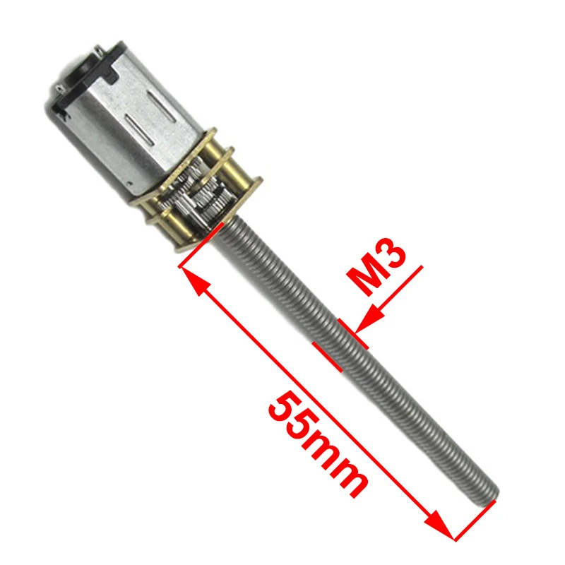 

DC 3V 6V 12V Motor Mini Gear Shaft M3 Screw 55mm DC12 Volt Reducer Micro Electric Motors 15/30/60/500/800/10000rpm Reverse N20