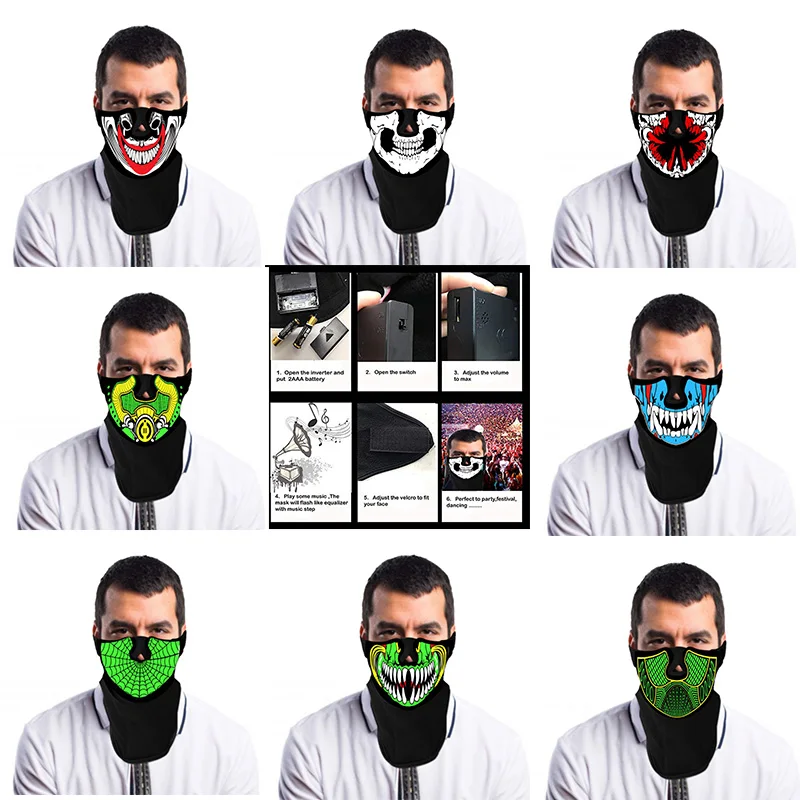 

Festival Party LED Masks Sound Controlled Luminescence Terror Masks whosesale
