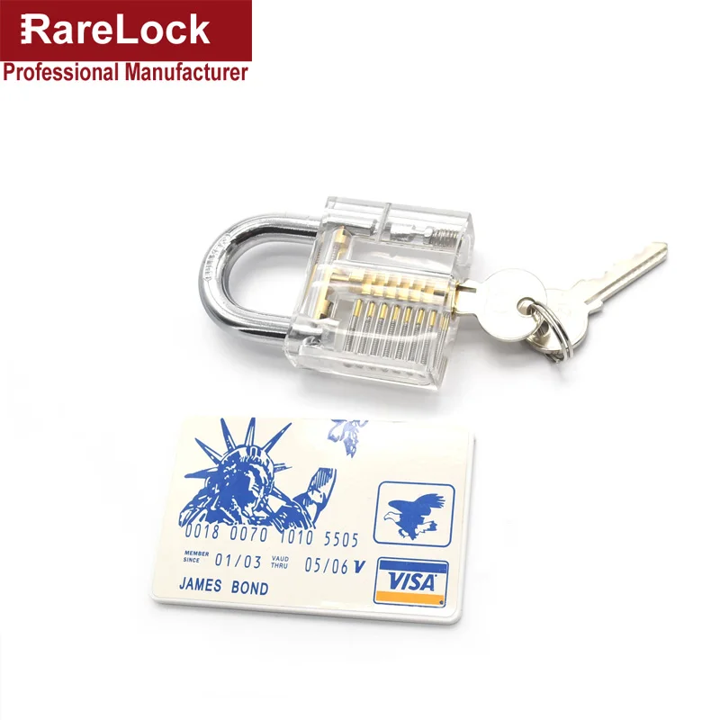 Transparent Padlock Lock Pick Set Locksmith Tools Visible Cutaway Practice Training Skill for Beginner Rarelock MMS246 g | Обустройство