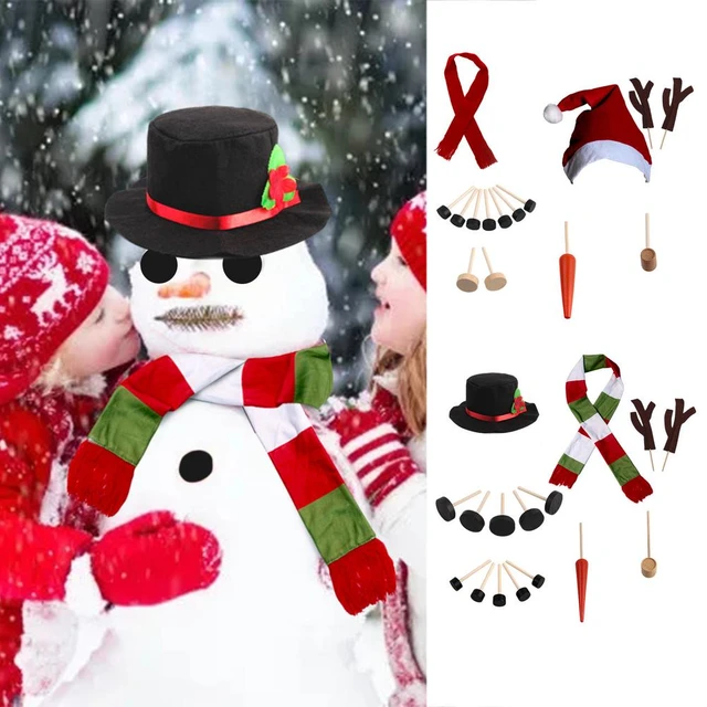 Snowman Decorating Kit, 16 Pcs Large Snowman Making Kit Snowman Dressing  Kit Outdoor Fun for Kids & Family, Including Top Hat, Scarf, Pipe, Eyes,  Carrot Nose & Buttons 