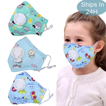 

3pcs/set Cartoon Printing Mouth Mask Breathable PM2.5 Dustproof Protective Mouth Cover With 3pcs Filter​s For Kids Random Style